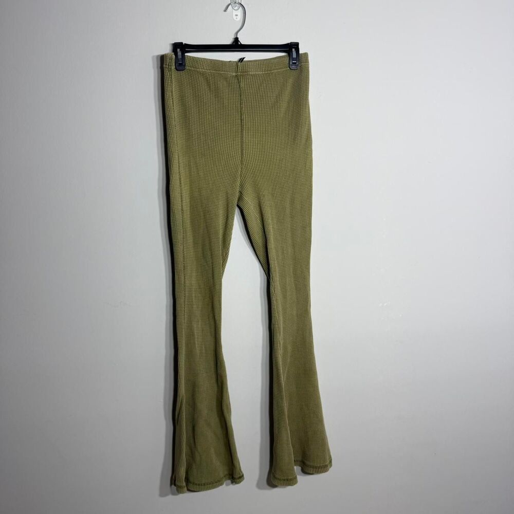 Urban Outfitters Out From Under green waffle knit flare distressed leggings L - Picture 3 of 8